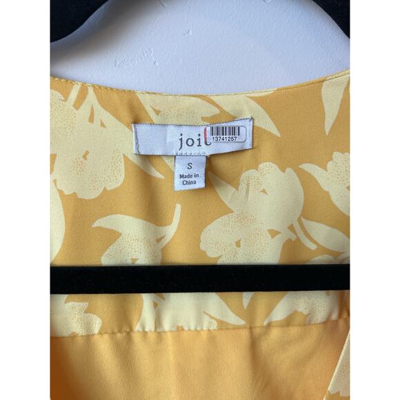 Joie SZ S Yellow Floral Amelian Wrap Dress Flutter Sleeves EUC $398 Summer - Picture 4 of 7